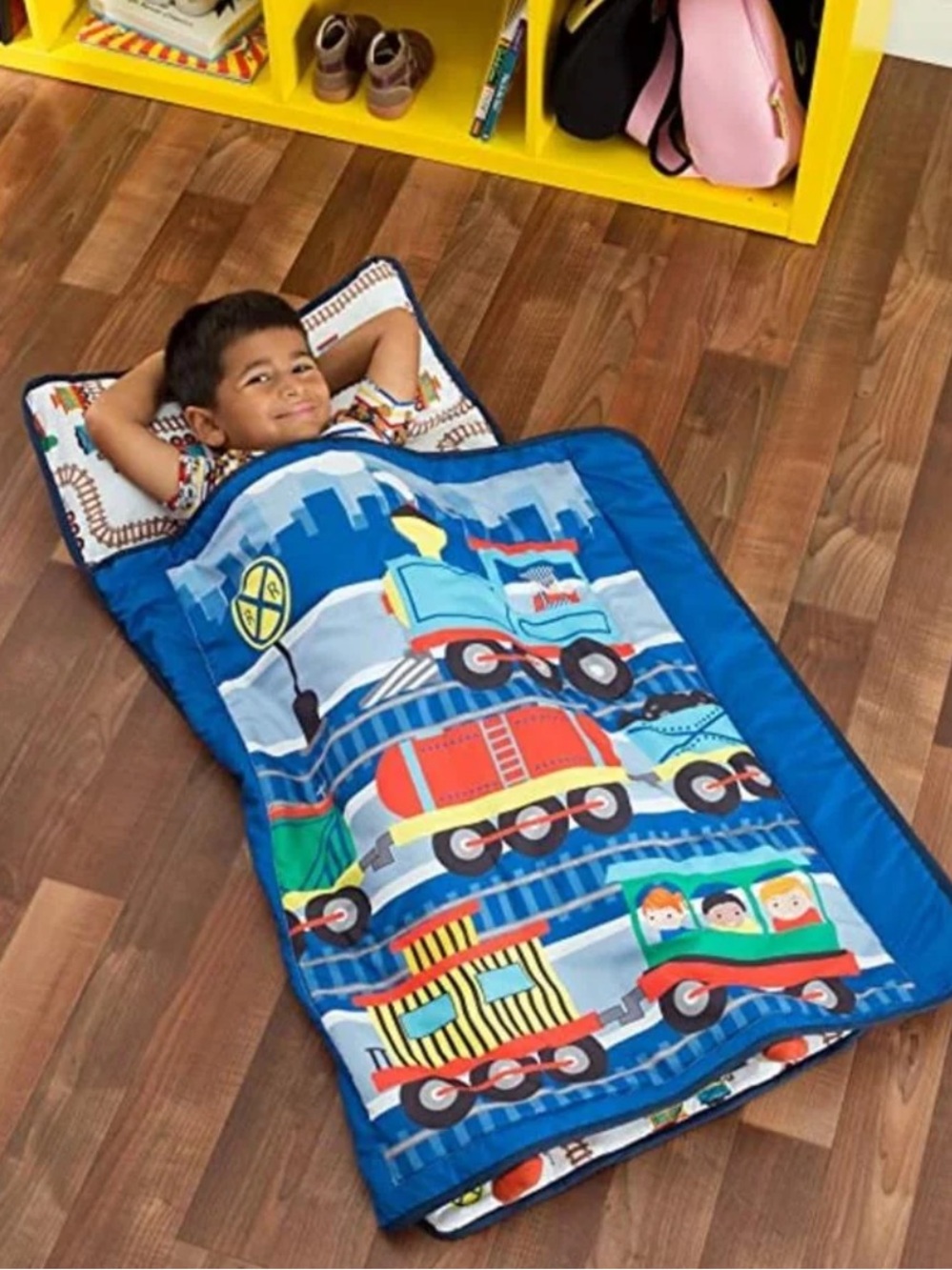 Choo-choo Train Kids Nap Pad with Pillow for Kindergarten or Preschool